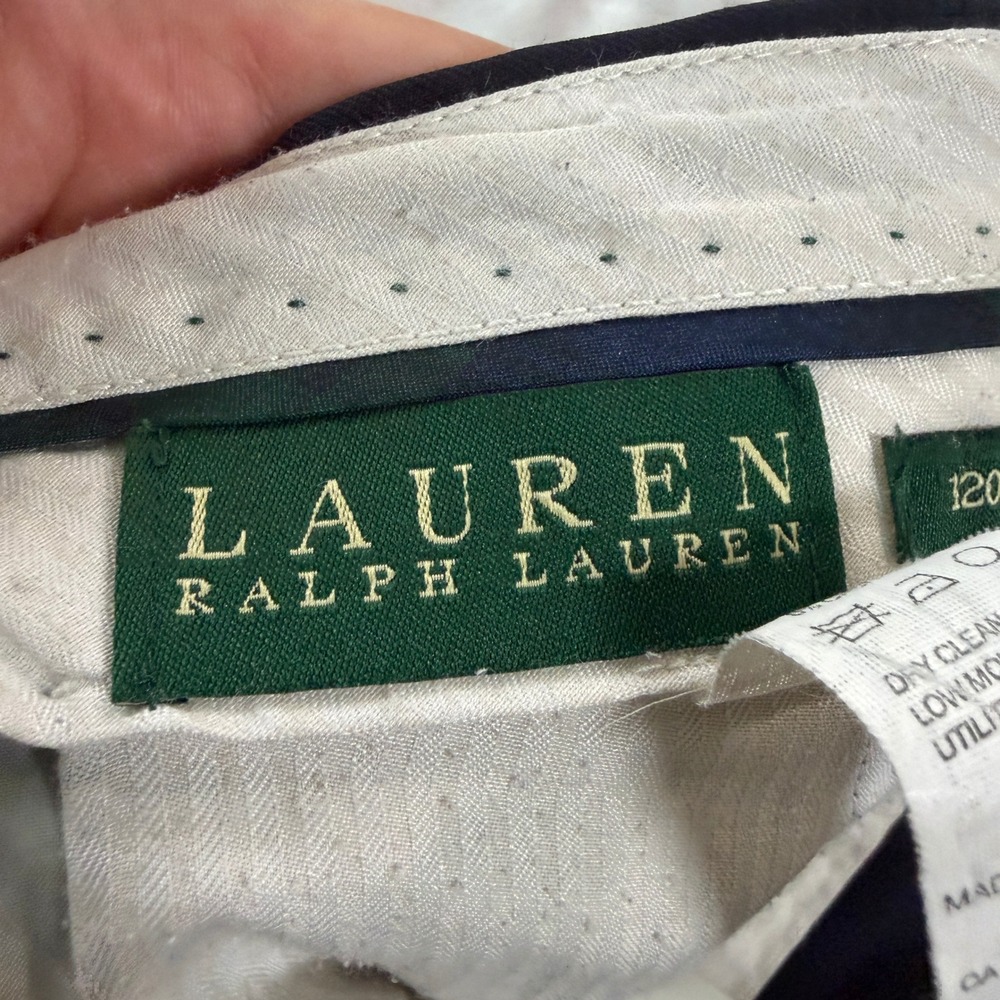 Lauren Ralph Lauren Mens 40x30 Navy Blue 120s Wool Cashmere Pleated Cuffed Pants - Picture 6 of 13